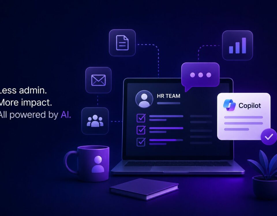 HR professionals using AI and automation tools like Microsoft Copilot to reduce manual admin and improve productivity