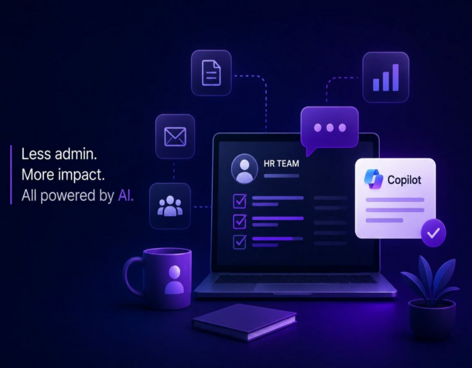 HR professionals using AI and automation tools like Microsoft Copilot to reduce manual admin and improve productivity
