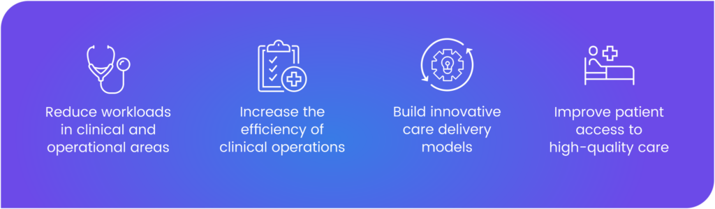 Infographic from jaam automation detailing four benefits of automation in the healthcare sector.